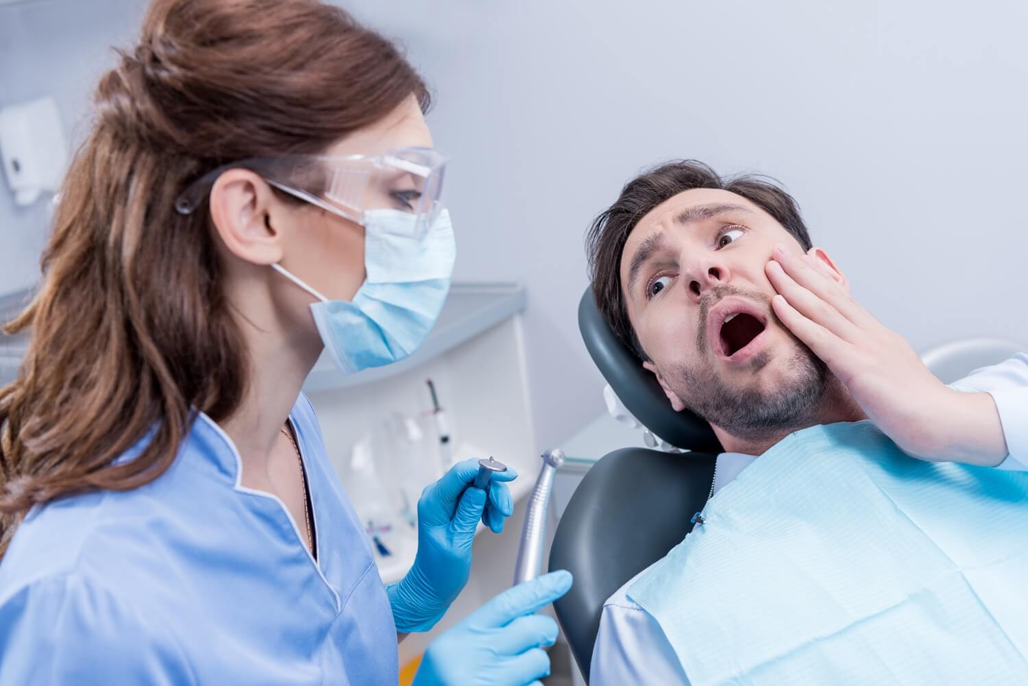 a man having dental emergency