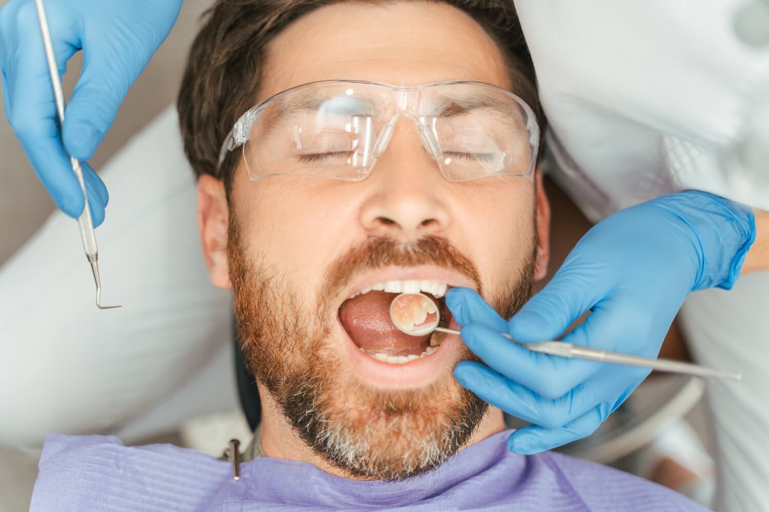 A man having dental filling procedure