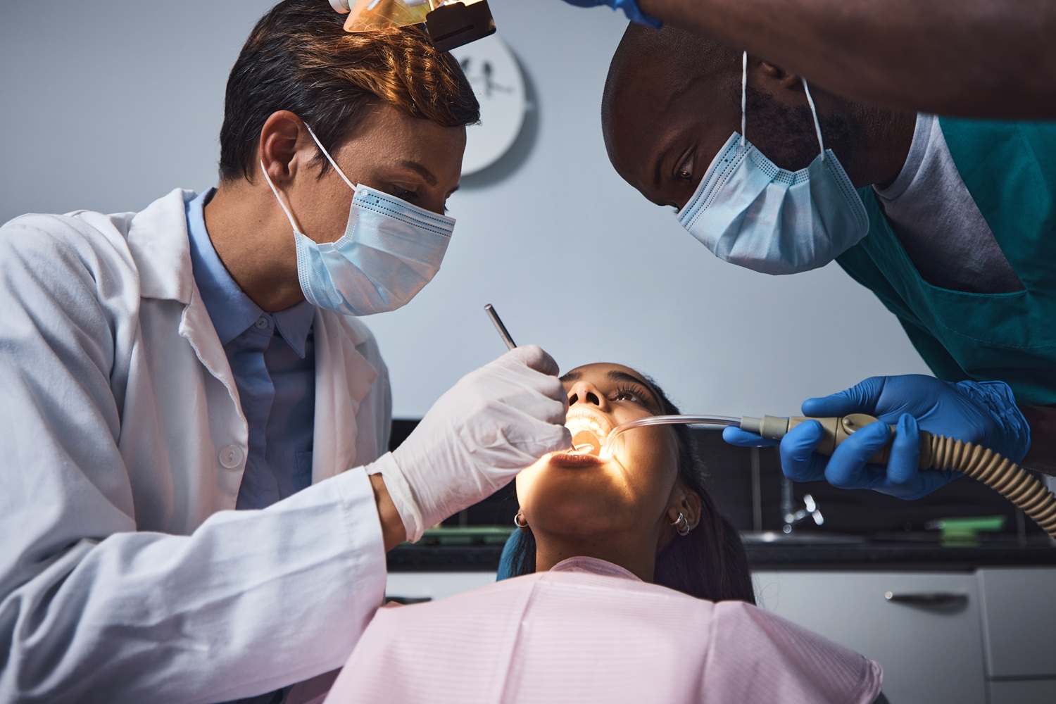 Shot of a young woman having dental work done on her teeth.